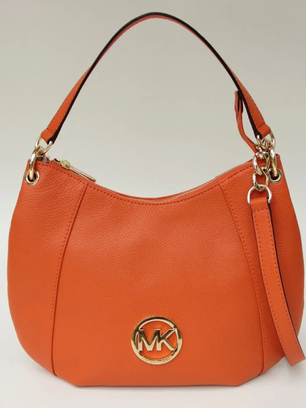 Michael Kors Orange Pebbled Leather Convertible Hobo Bag